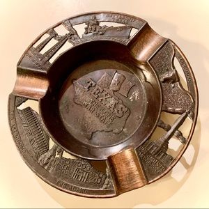 Vintage Texas Bronze-colored Tin Ashtray